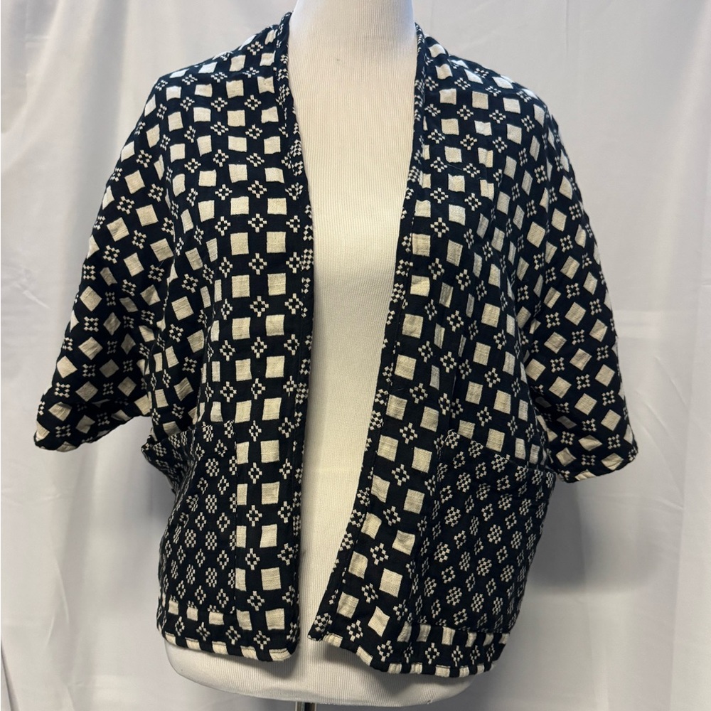 Ace & Jig Genevieve in Blackstone Black and White Patterned Kimono Jacket - Picture 2 of 4
